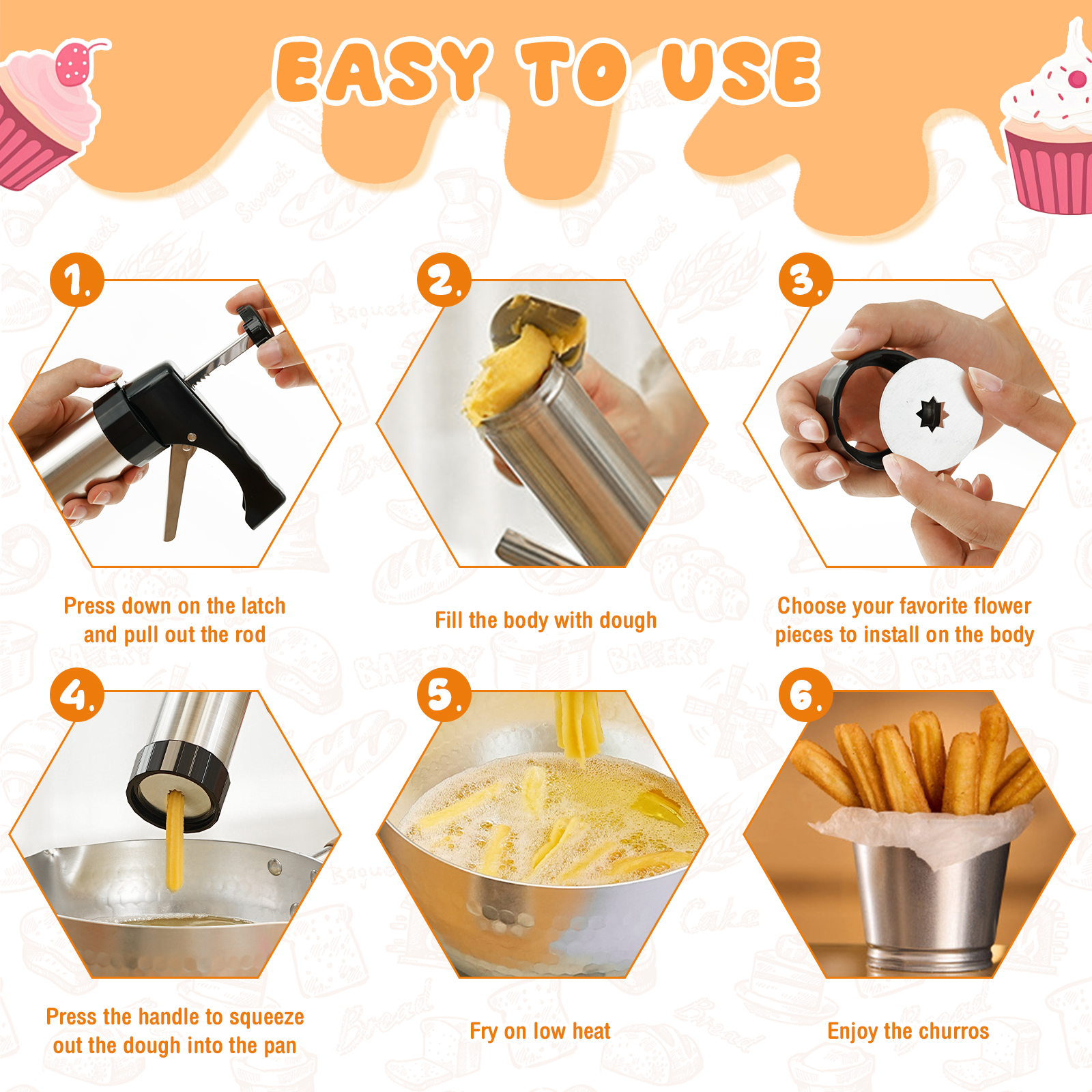 Cookie Press Gun Tips Set Stai - Churros Maker Gun ulasan dan harga