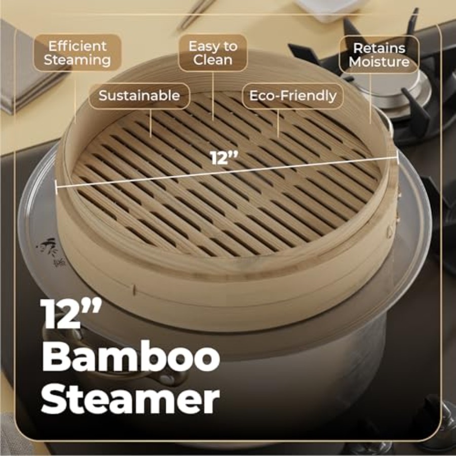 Bamboo Steamer Basket - 2-Tier - Bao Steamer Bamboo ulasan dan harga