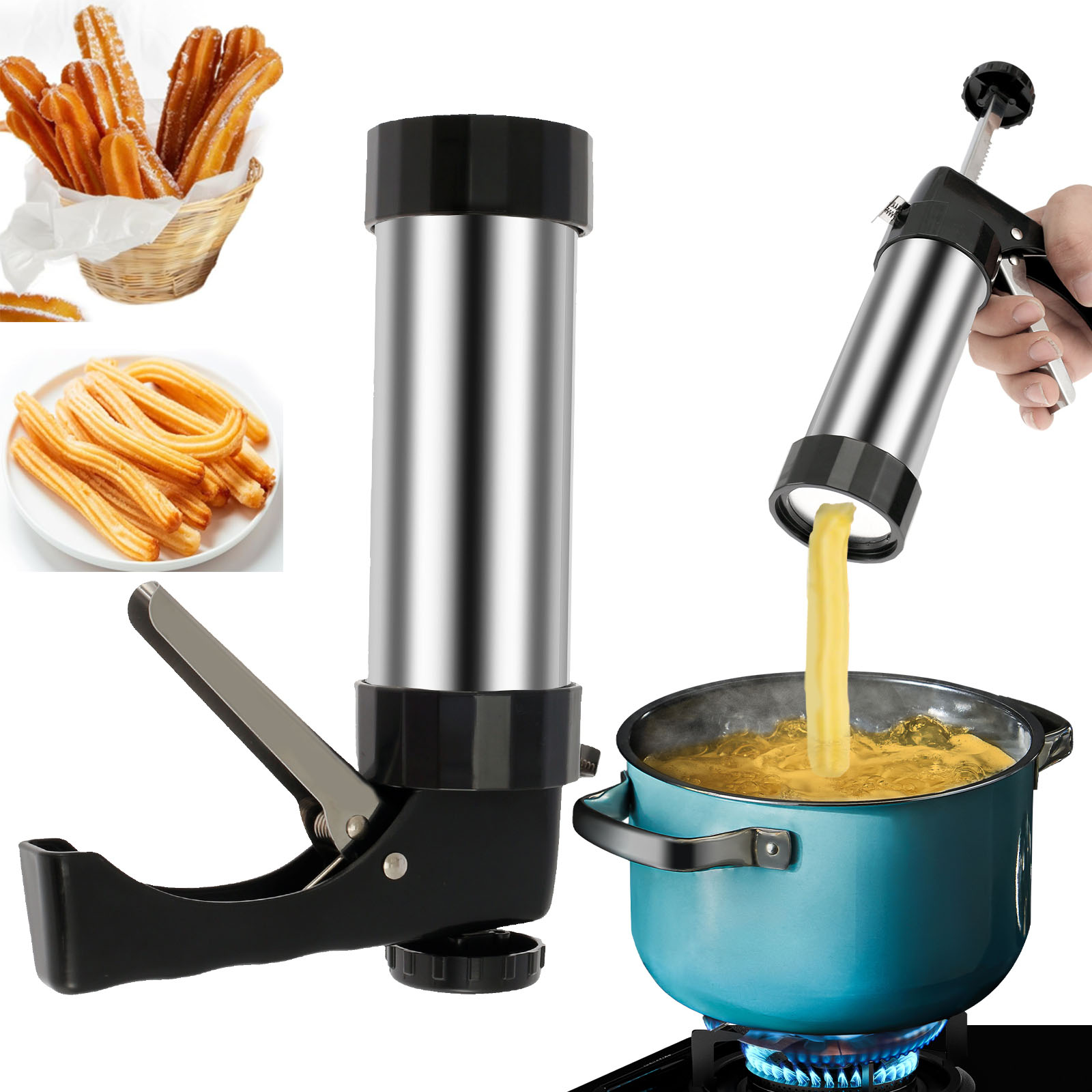 Cookie Press Gun Kit Stainless - Churros Maker Gun ulasan dan harga